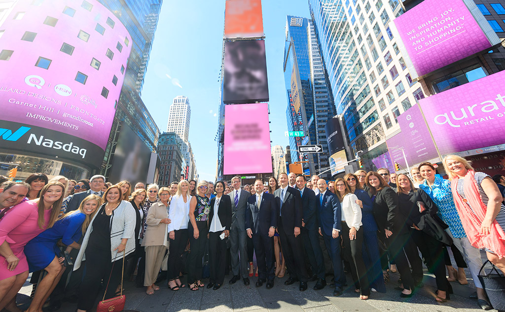 The Qurate Retail Team on Times Square (Photography by Libby Greene/Nasdaq, Inc.)