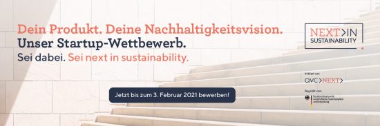 Wettbewerb NEXT>IN SUSTAINABILITY: QVC fördert nachhaltige Startups